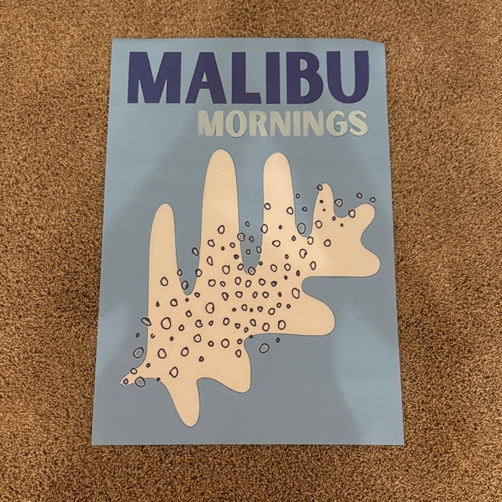 Blue and White 'Malibu Mornings' Poster
